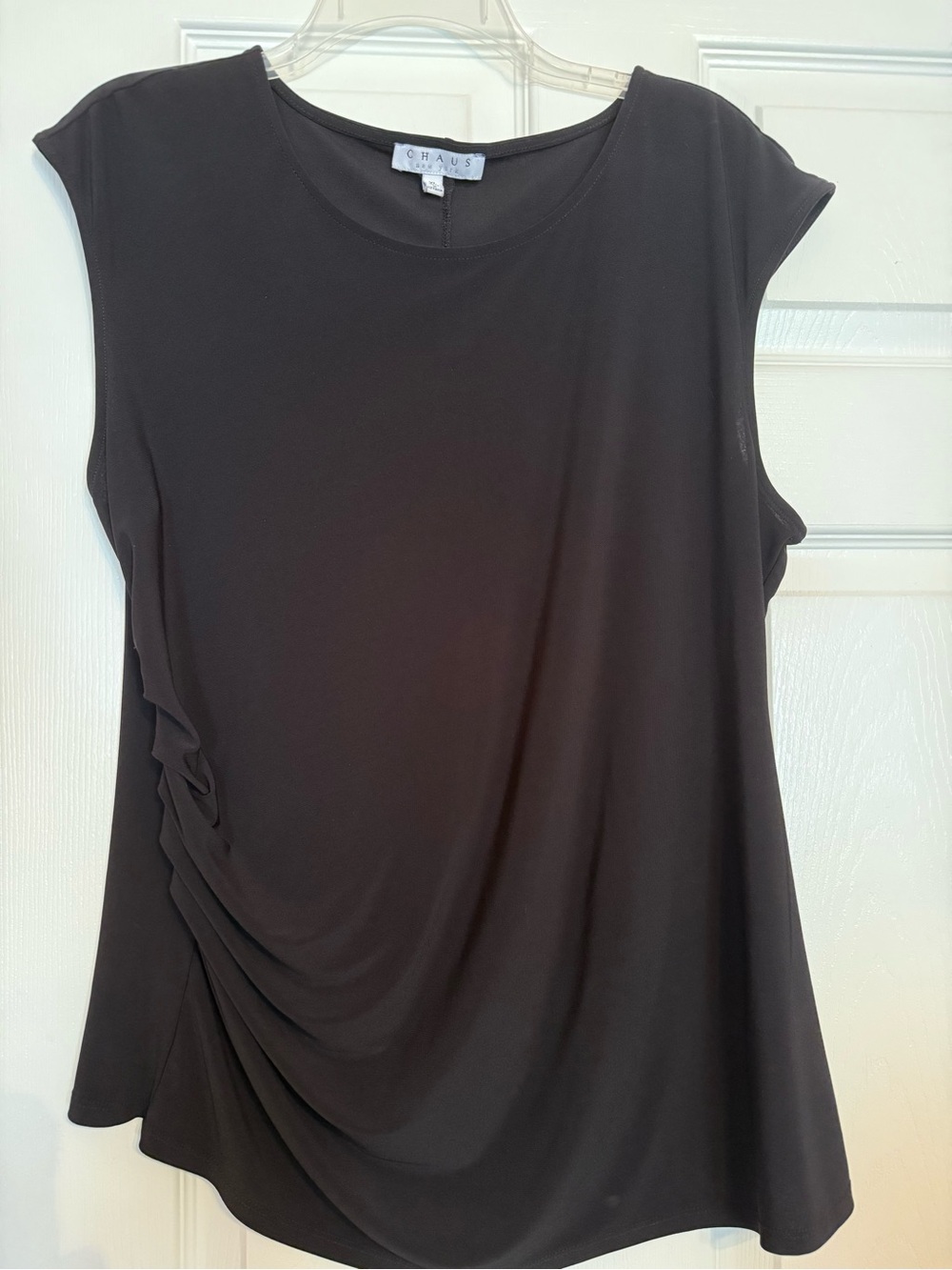 Chaus Black Sleeveless Side-Drape Tank Top